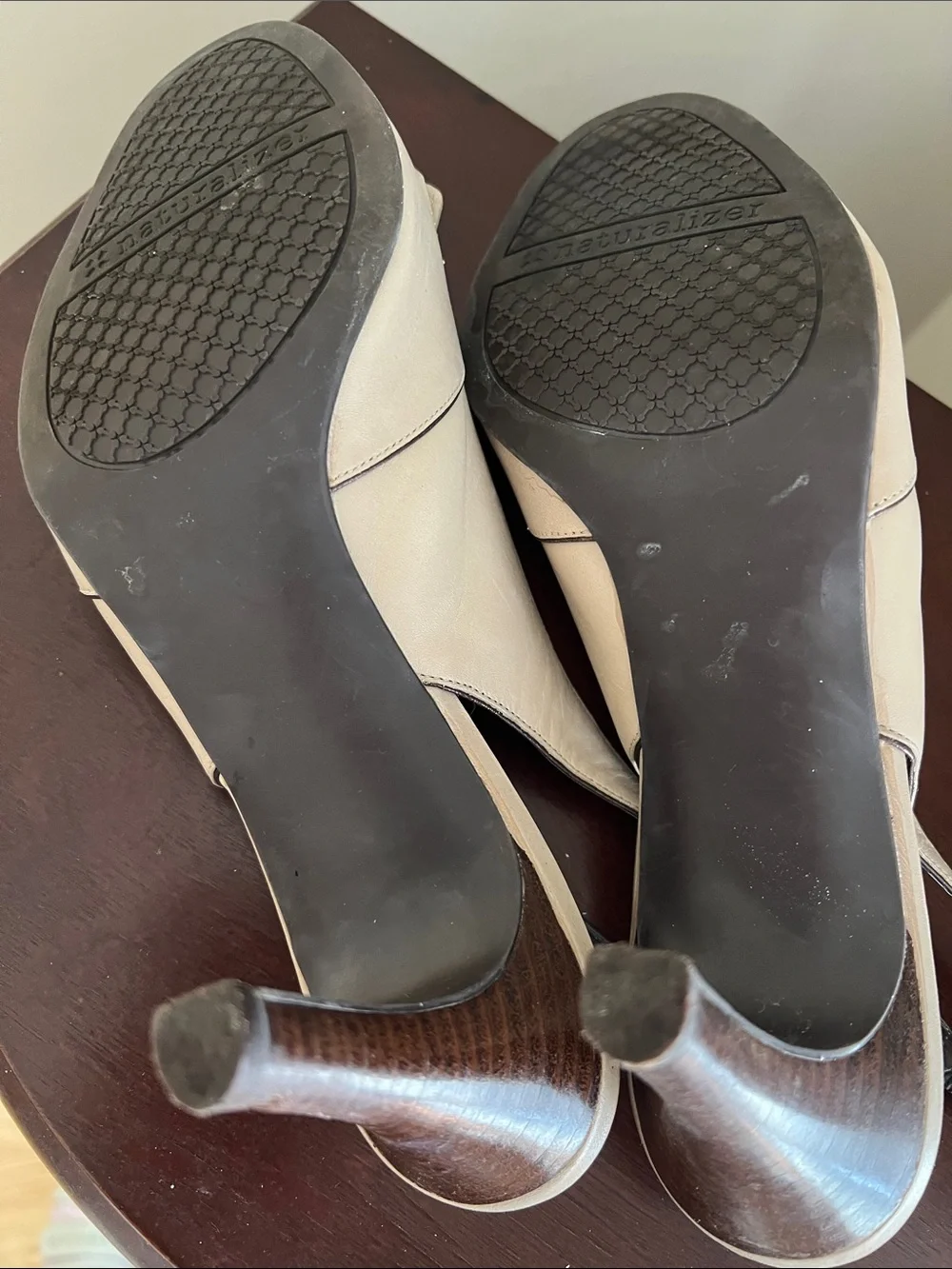 Naturalizer - Beige Open-Toe Slingback Heels with Buckle Accent - 9.5